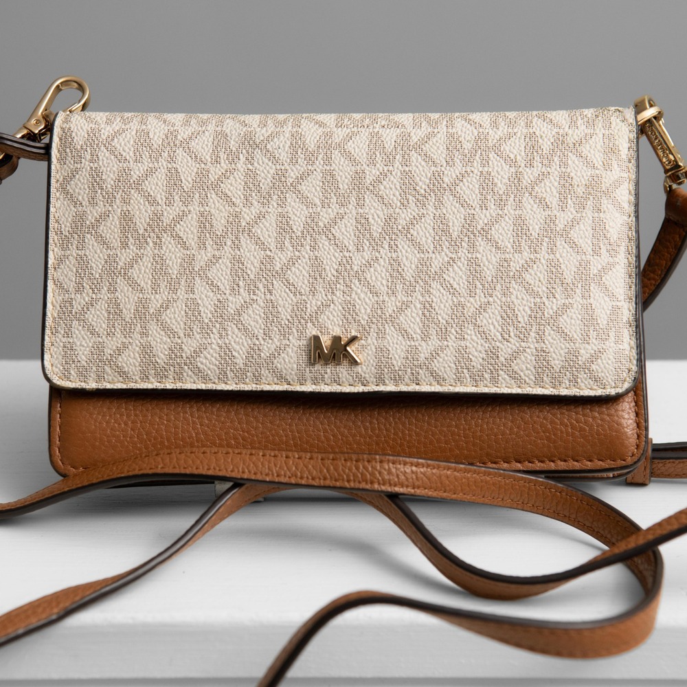 Michael Kors Jet Set Crossbody Wallet Bag MK Monogram Logo Travel Purse Chic